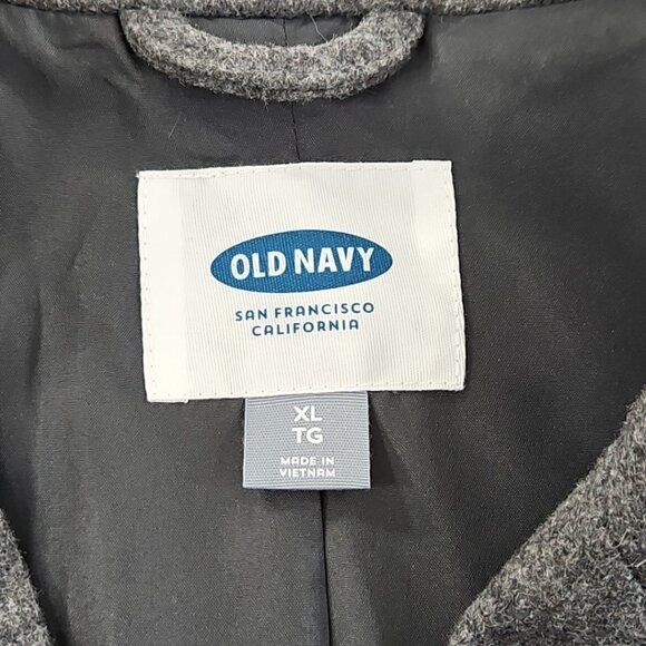 Old Navy Wool Blend Pea Coat Women's XL Double Breasted Gray Grey NWOT Vented - Picture 6 of 15